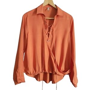 Womens S Cy Maritime Voyager Boheme Belle Orange String-tie Flowy Boho Top